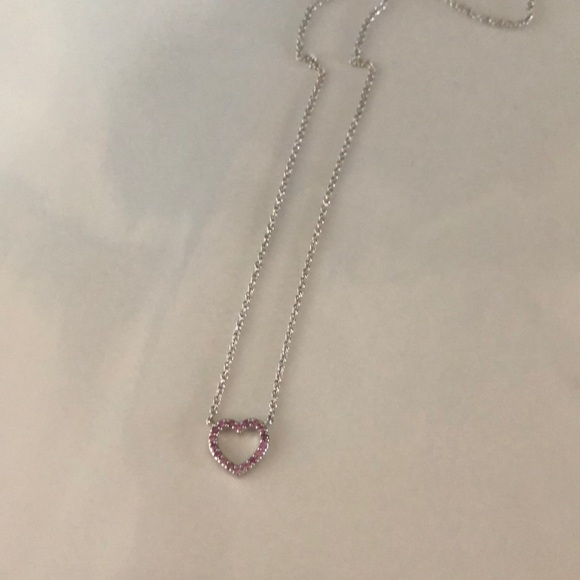 NWT Mini Pink Sapphire Metro Heart Necklace - 16” - Picture 3 of 5